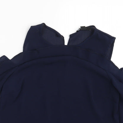 Close-up detail of Atmosphere women’s blue basic blouse, size UK 12