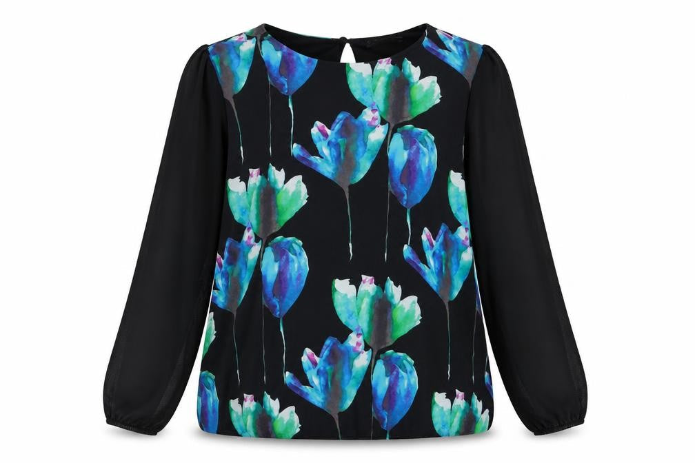 Quiz Womens Black Floral  Basic Blouse Size 10