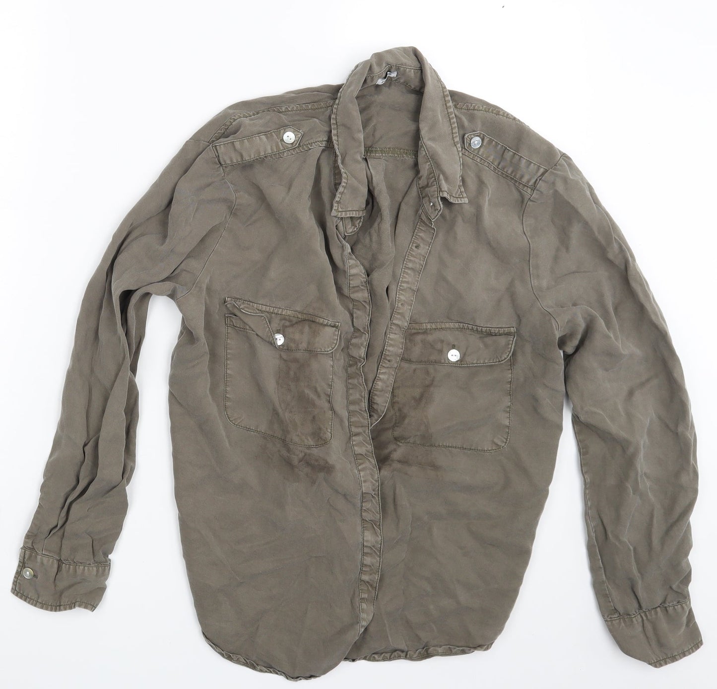 Pimkle Womens Brown   Basic Button-Up Size L