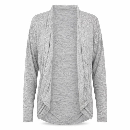 Front view of Atmosphere women’s grey cardigan jumper, size UK 6