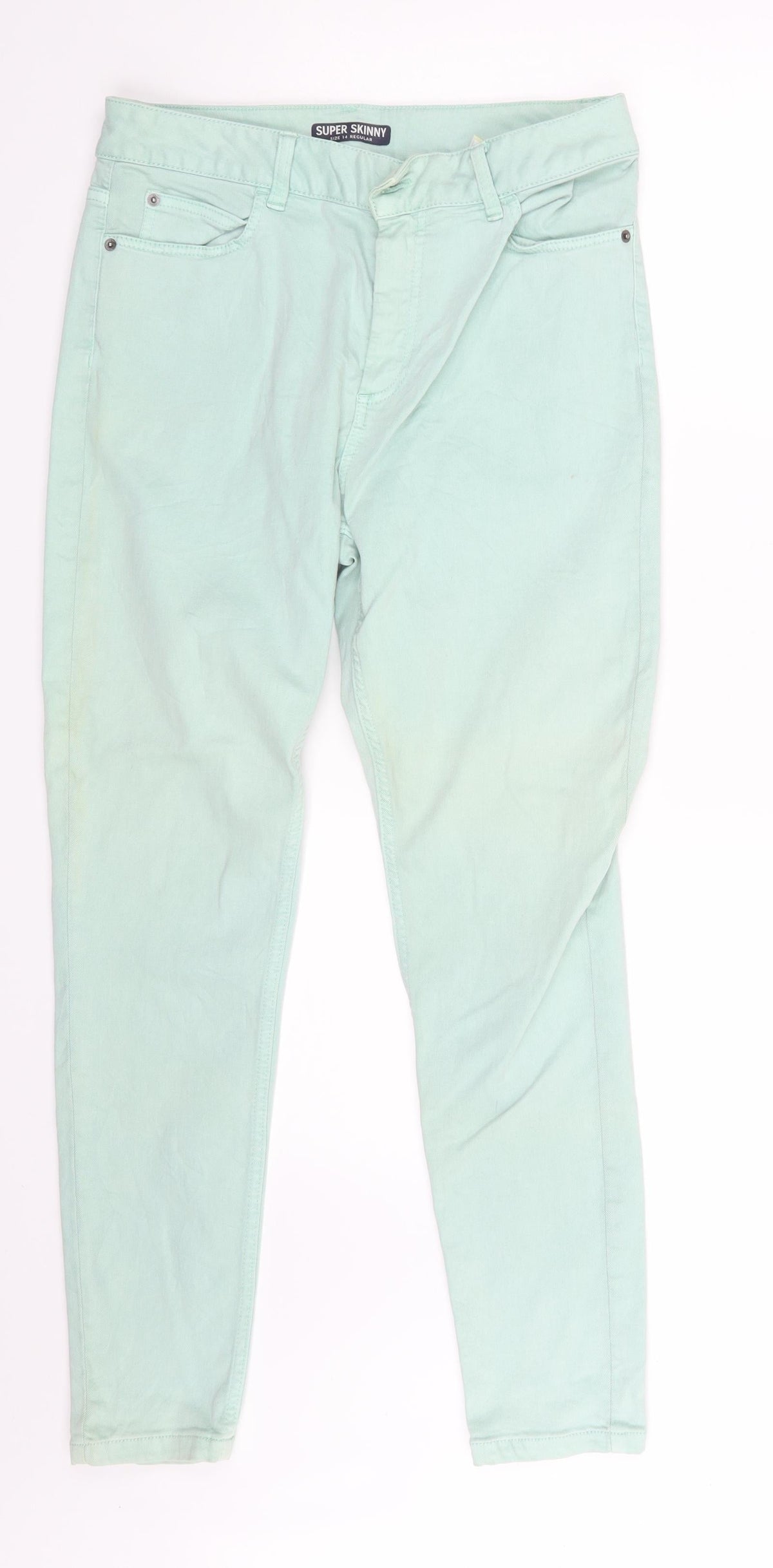 Preloved M&S Womens Green  Denim Skinny Jeans Size 14 L26 in - Front