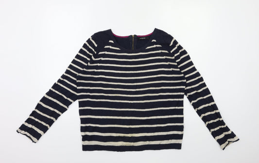 Marks and Spencer Womens Black Striped Knit Pullover Jumper Size 16
