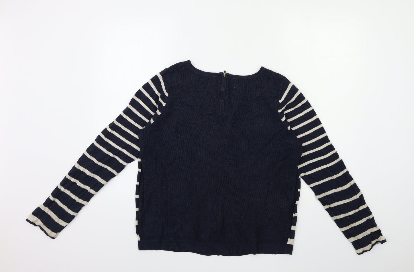 Marks and Spencer Womens Black Striped Knit Pullover Jumper Size 16