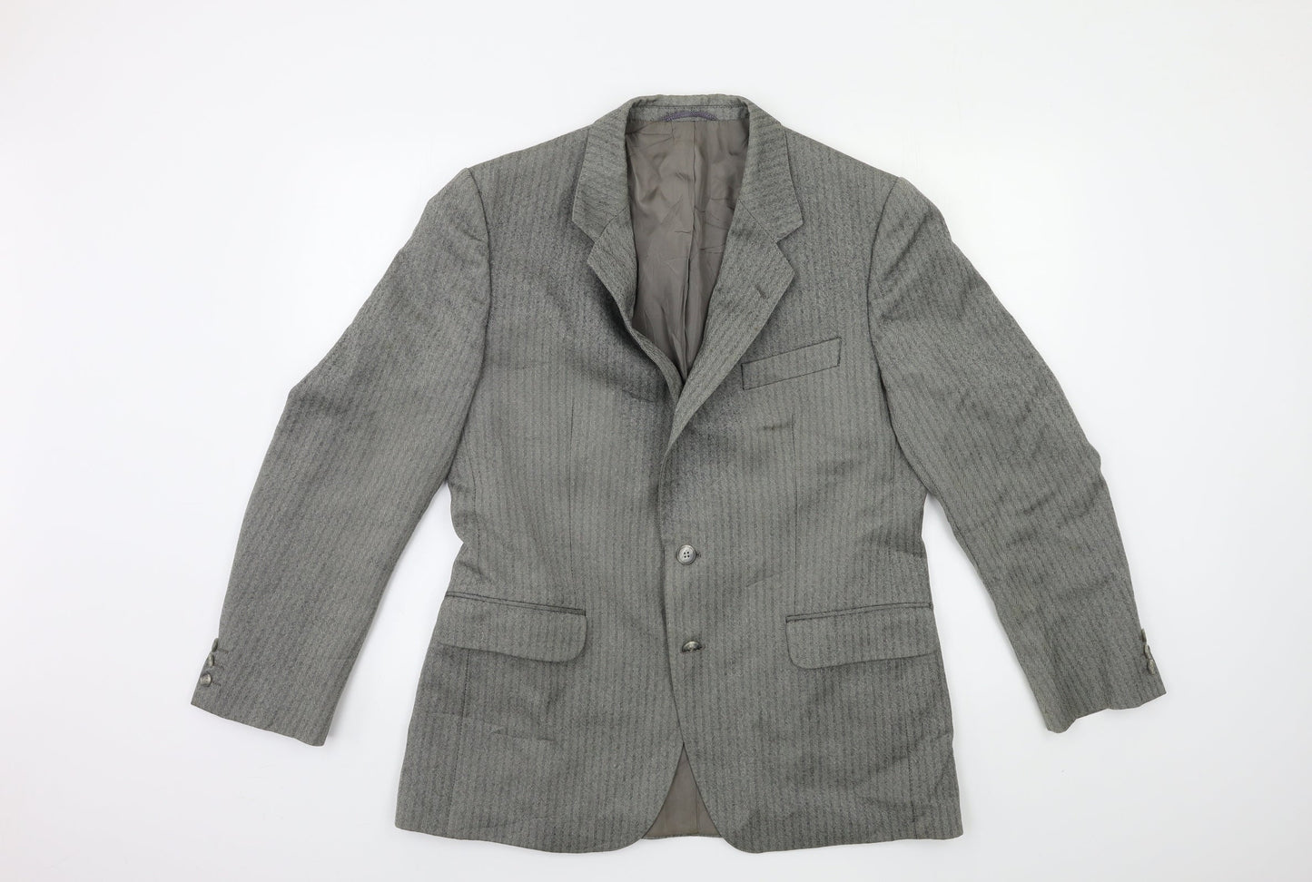 Preworn Mens Grey Striped  Jacket Suit Jacket Size 42