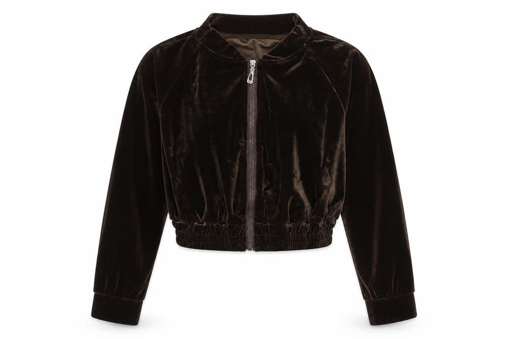 Preworn Womens Brown  Velour Full Zip Sweatshirt Size M