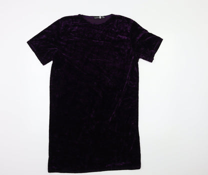 Boohoo Womens Purple  Velour Shift  Size 10