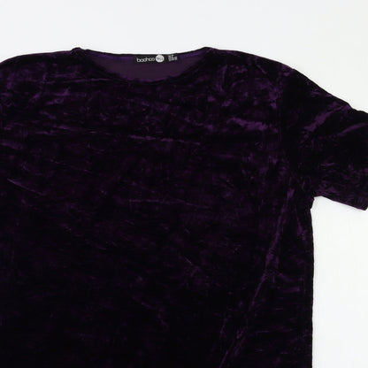 Boohoo Womens Purple  Velour Shift  Size 10