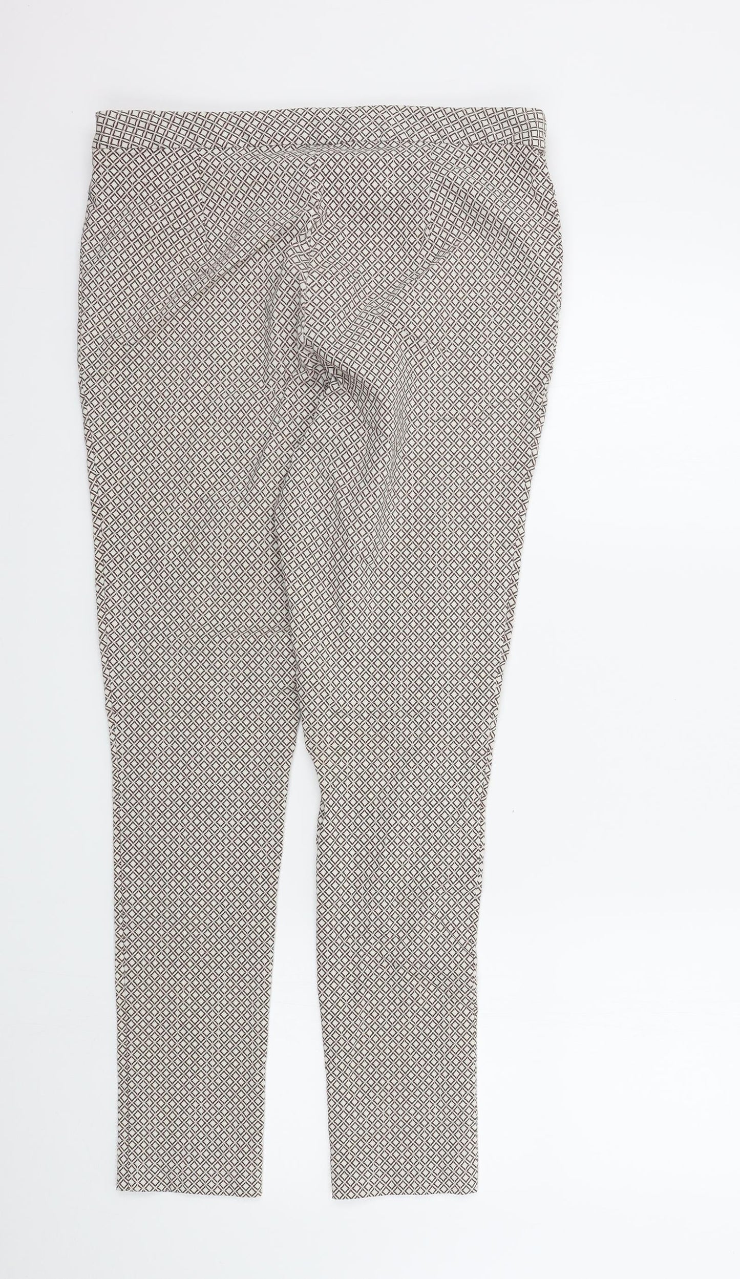 TU Womens Beige Geometric  Trousers  Size 14 L28 in