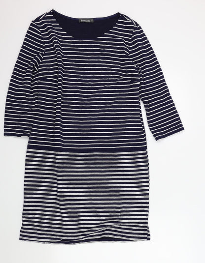 Bonmarché Womens Blue Striped A-Line Size 12