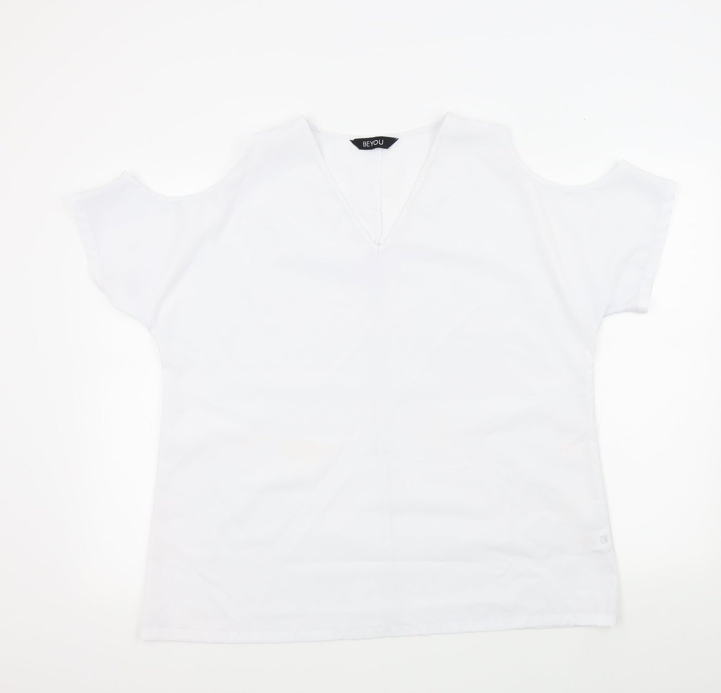 BYOU Womens White Colourblock  Basic Blouse Size L