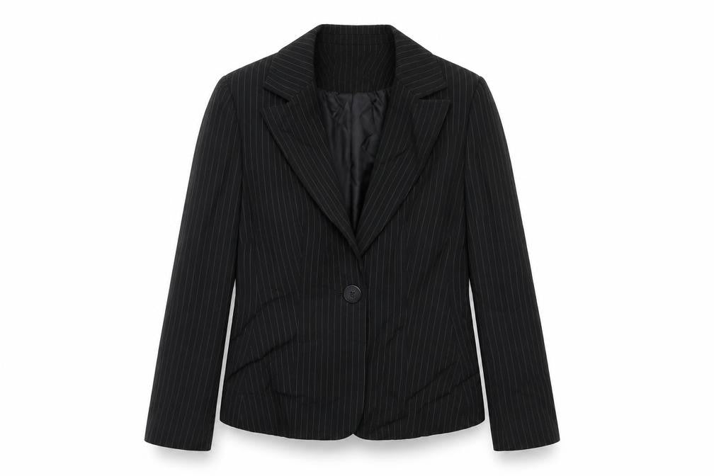 Papaya Womens Black Striped  Jacket Suit Jacket Size 12