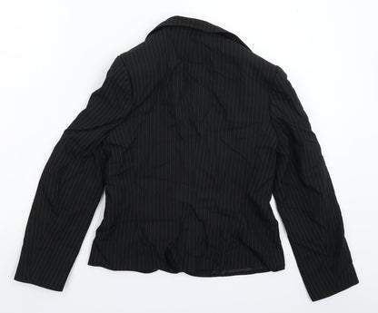 Back view of Papaya women’s black striped jacket suit jacket, size UK 12