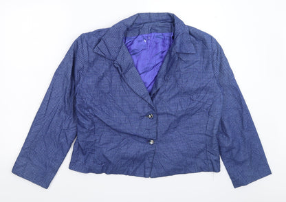Preworn Womens Blue Houndstooth  Jacket Blazer Size 16