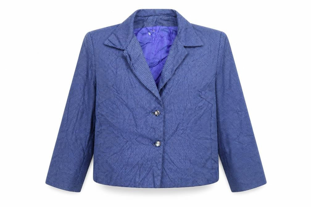 Preworn Womens Blue Houndstooth  Jacket Blazer Size 16