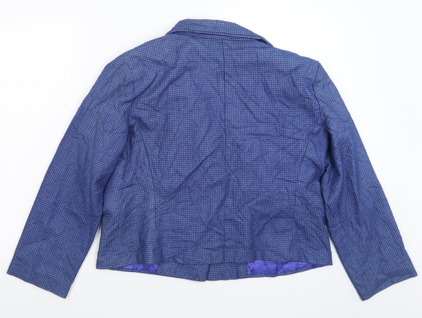 Preworn Womens Blue Houndstooth  Jacket Blazer Size 16
