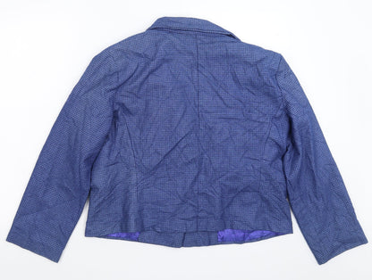 Preworn Womens Blue Houndstooth  Jacket Blazer Size 16
