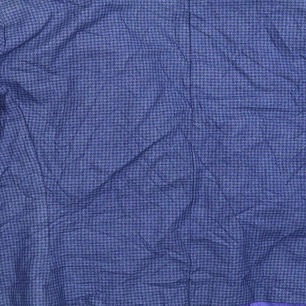 Preworn Womens Blue Houndstooth  Jacket Blazer Size 16