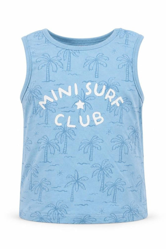 Front view of F&F Baby Blue Basic Tank, size 12-18, Months