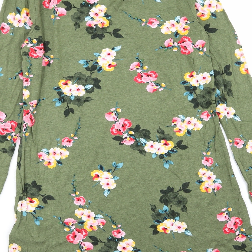 Peacocks Womens Green Floral  T-Shirt Dress  Size 8