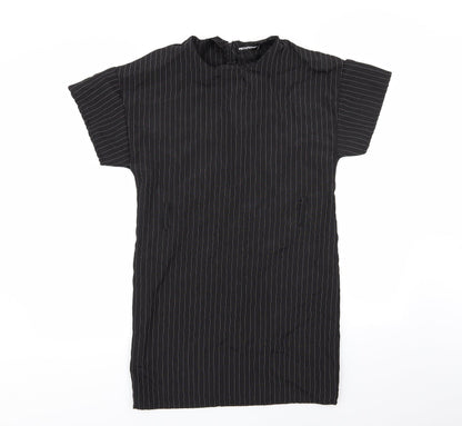 PRETTYLITTLETHING Womens Black Striped  A-Line  Size 6