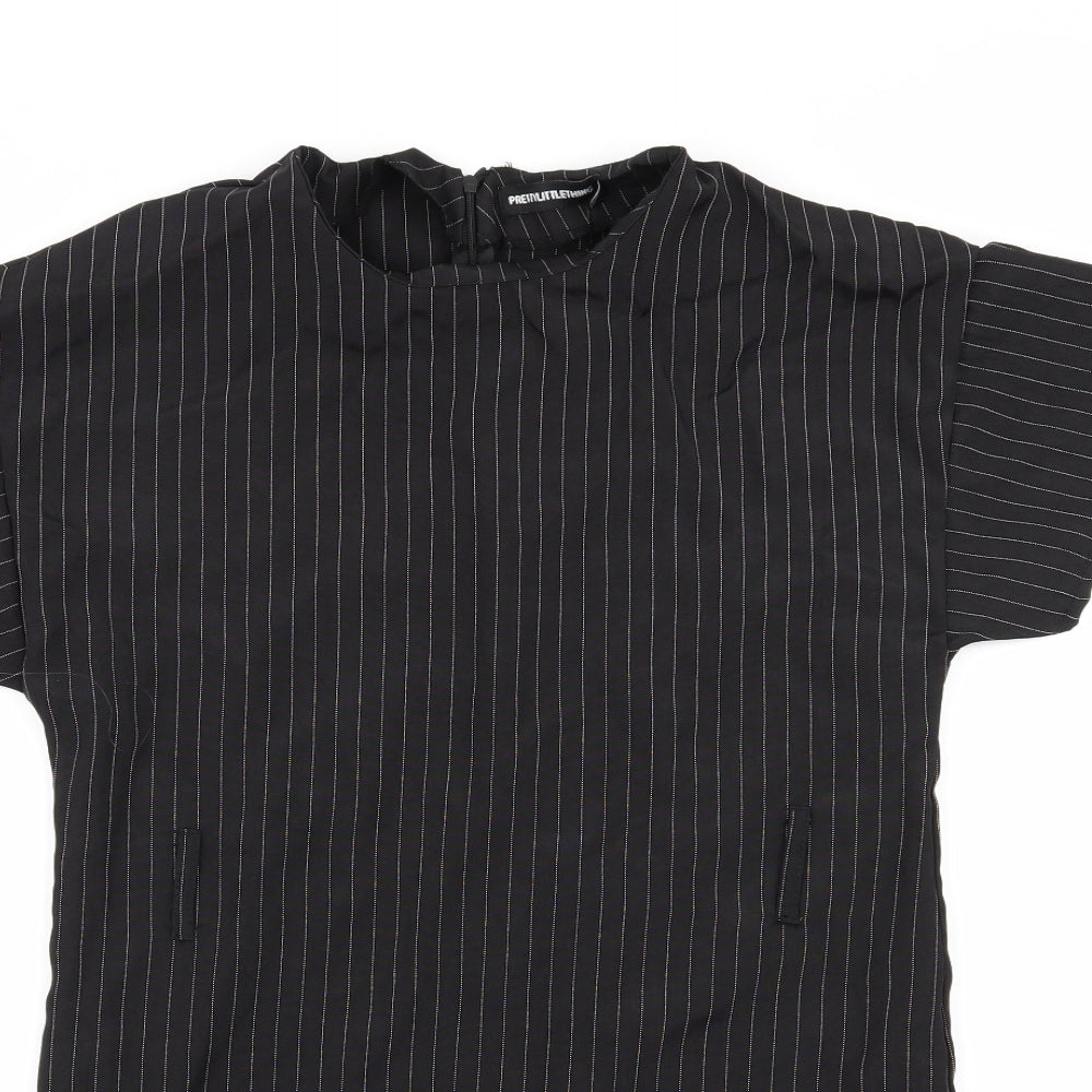 PLT Womens Black Striped  A-Line  Size 6
