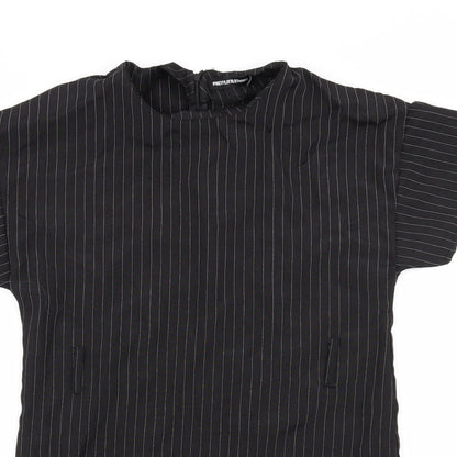 PRETTYLITTLETHING Womens Black Striped  A-Line  Size 6