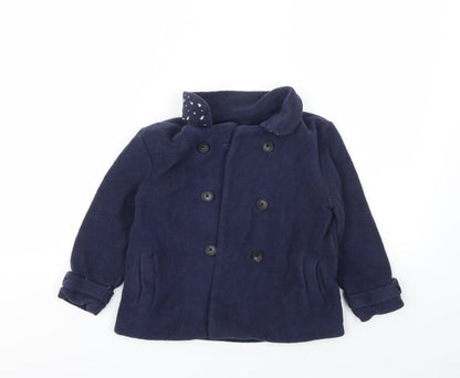 Additional front view of Next girls’ blue basic coat coat, size 3-4, years