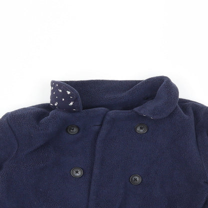 Close-up detail of Next girls’ blue basic coat coat, size 3-4, years