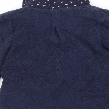 Brand and care label for Next girls’ blue basic coat coat, size 3-4, years