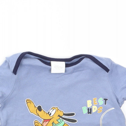 Close-up detail of Disney boys’ blue animal print basic t-shirt, size 6-9, months