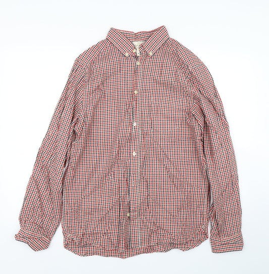 H&M Mens Red Check   Button-Up Size M