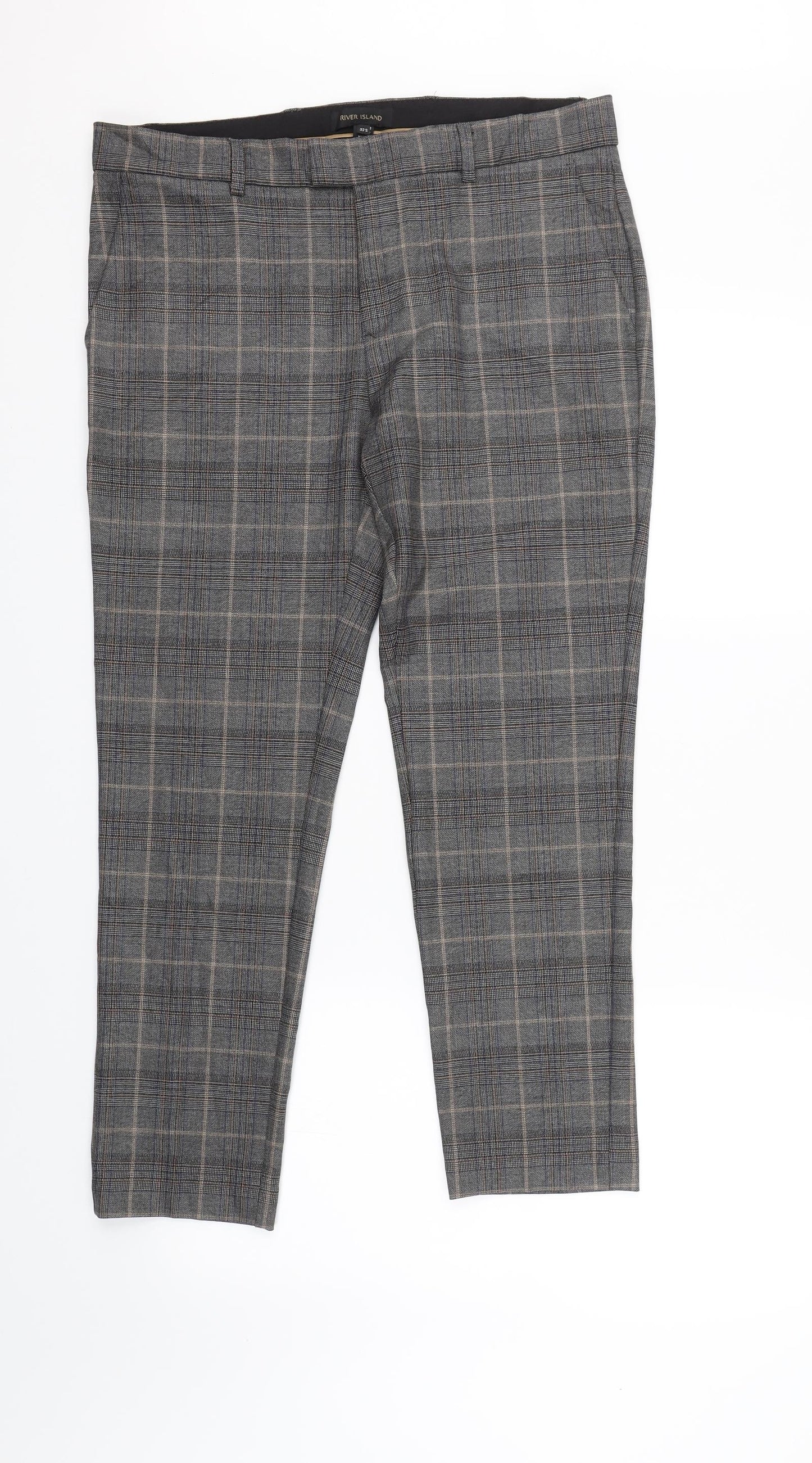 River Island Womens Grey Check  Carrot Trousers Size 34 L25.5 in
