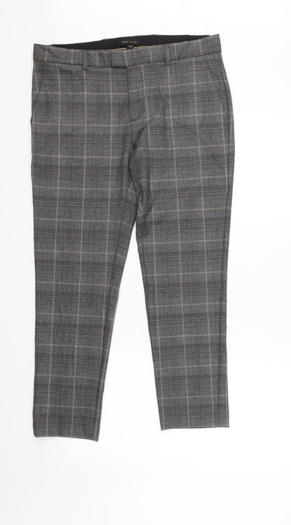 River Island Womens Grey Check  Carrot Trousers Size 34 L25.5 in