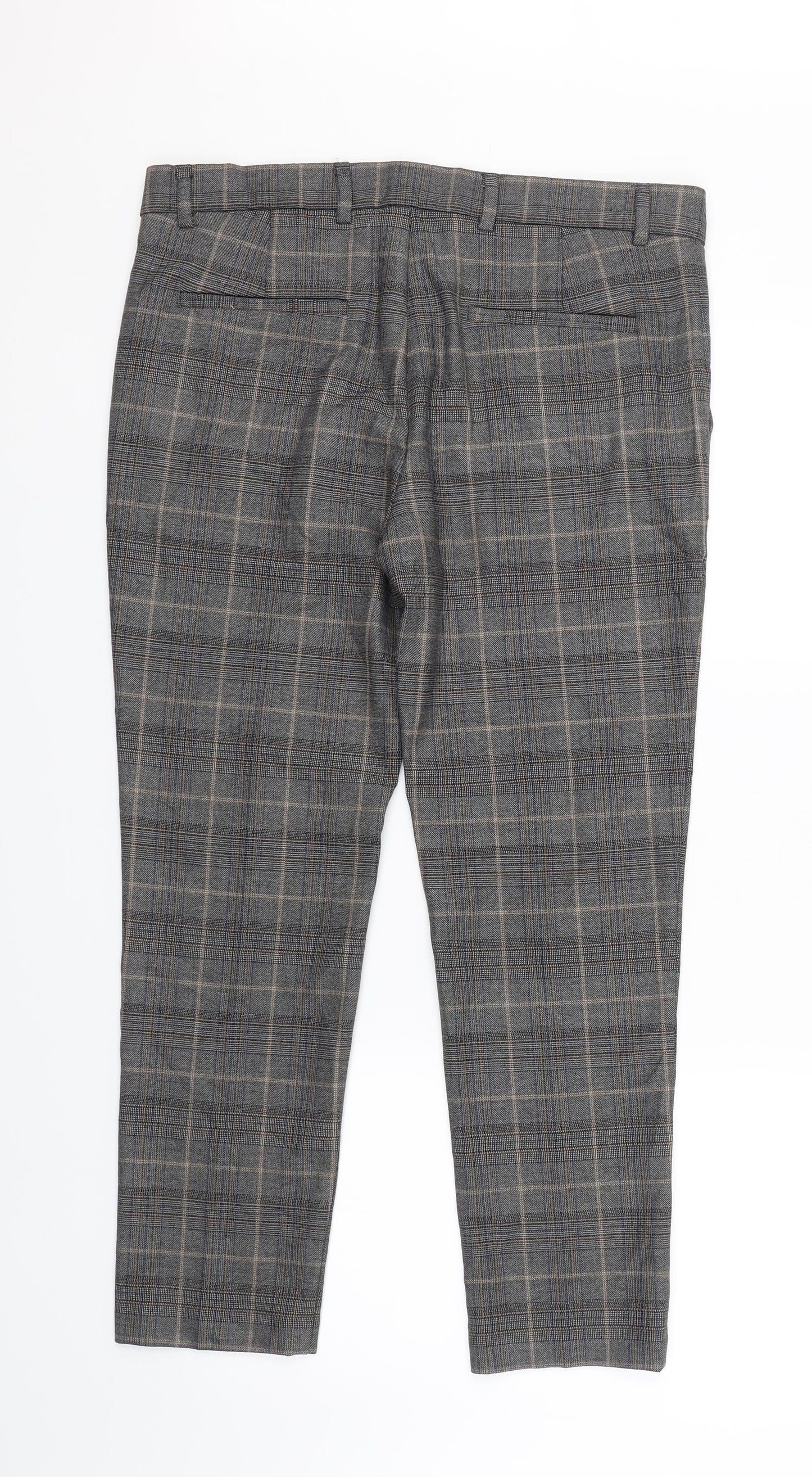 River Island Womens Grey Check  Carrot Trousers Size 34 L25.5 in
