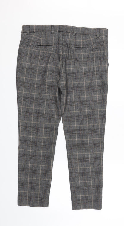 River Island Womens Grey Check  Carrot Trousers Size 34 L25.5 in