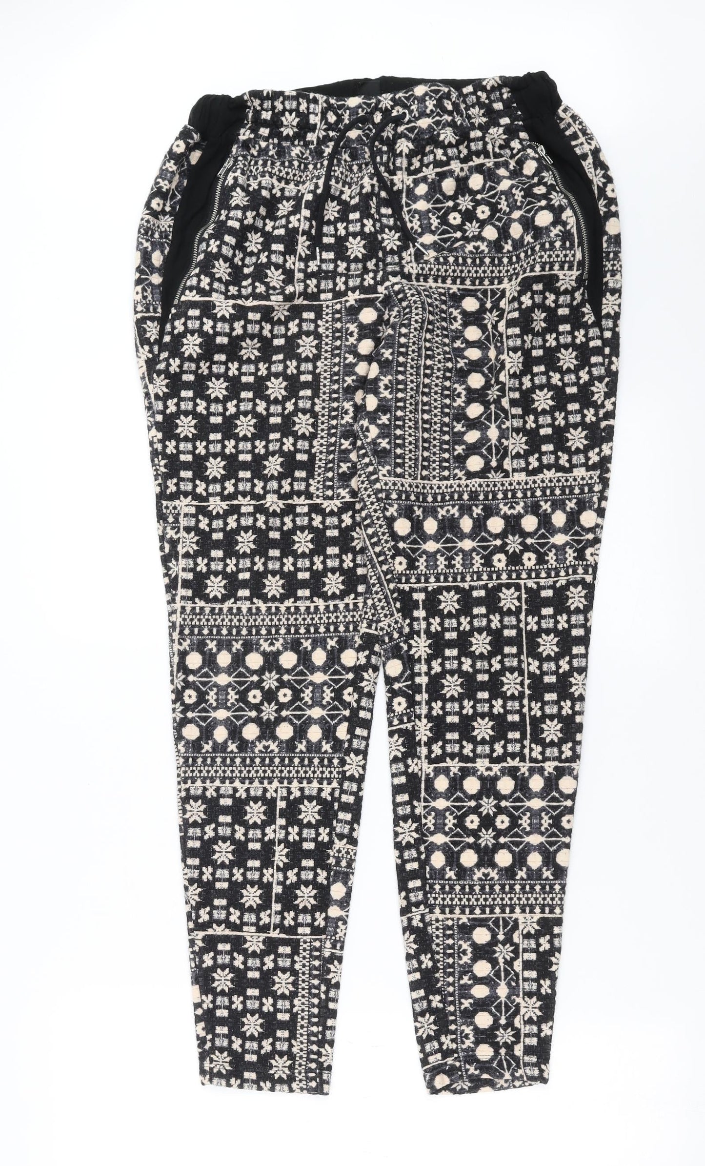 H&M Womens Black Geometric  Jogger Trousers Size S L29 in