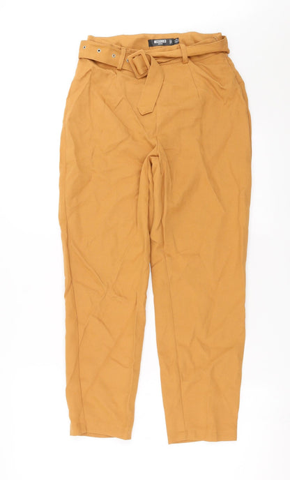 Front view of Missguided women’s brown trousers, size UK 8, 25-inch leg