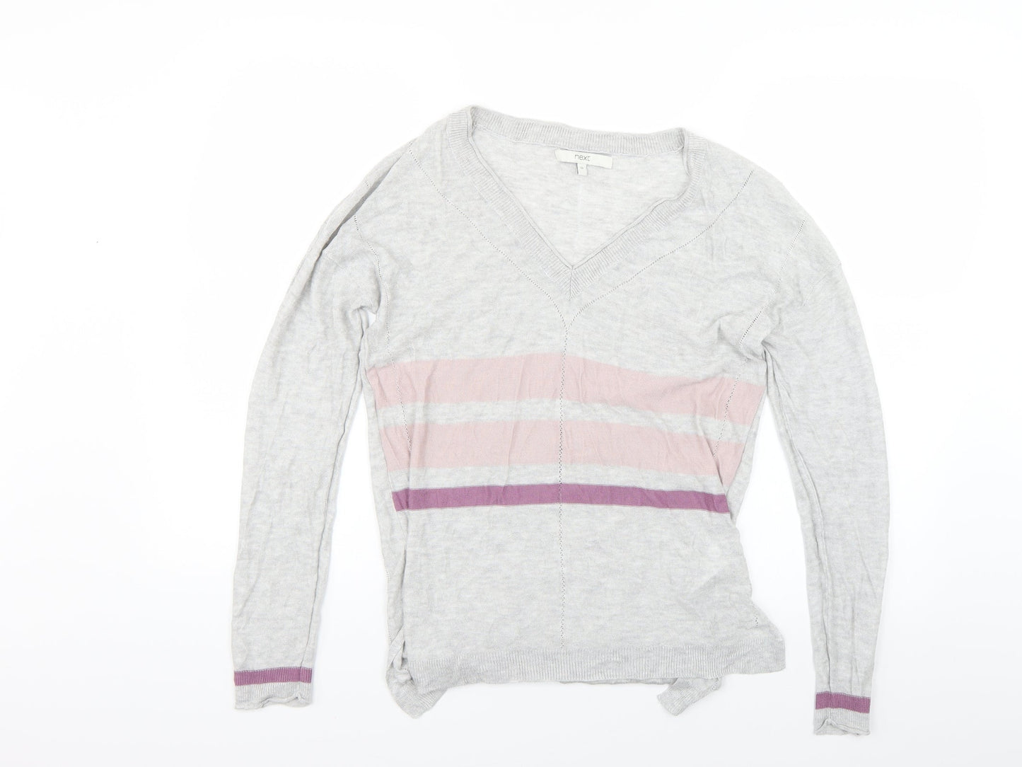 NEXT Womens Grey Striped Knit Pullover Jumper Size 12