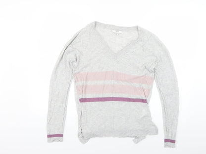 Next Womens Grey Striped Knit Pullover Jumper Size 12