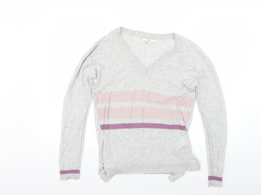 NEXT Womens Grey Striped Knit Pullover Jumper Size 12