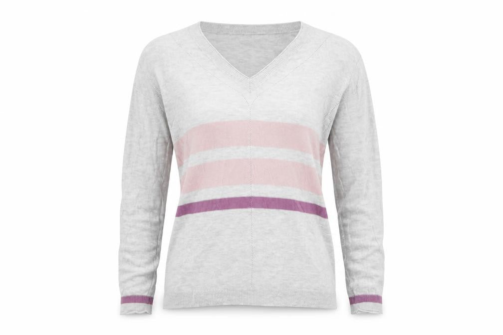 NEXT Womens Grey Striped Knit Pullover Jumper Size 12