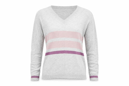 Next Womens Grey Striped Knit Pullover Jumper Size 12
