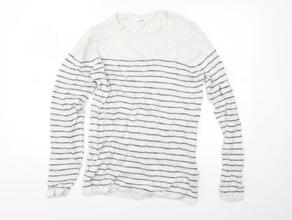 Next Womens White Striped  Pullover Jumper Size S