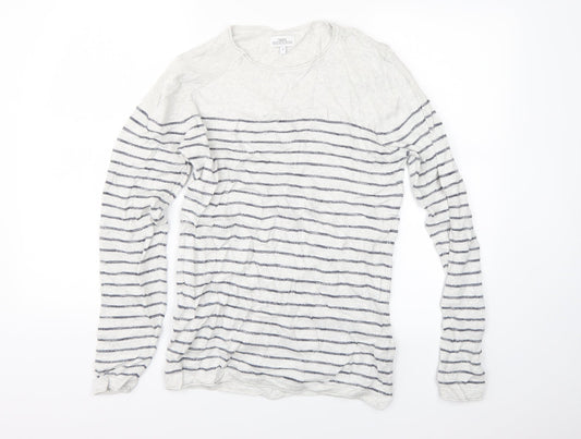 NEXT Womens White Striped  Pullover Jumper Size S