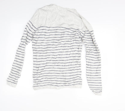 Next Womens White Striped  Pullover Jumper Size S