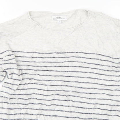 Next Womens White Striped  Pullover Jumper Size S