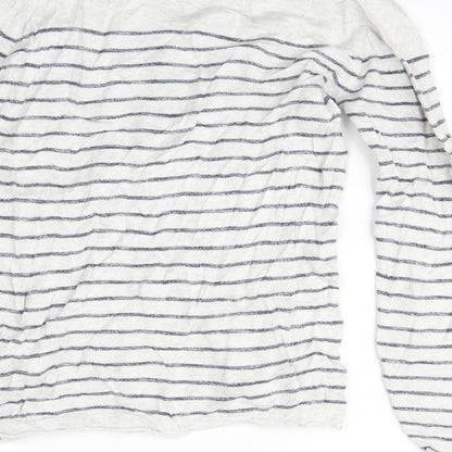 Next Womens White Striped  Pullover Jumper Size S
