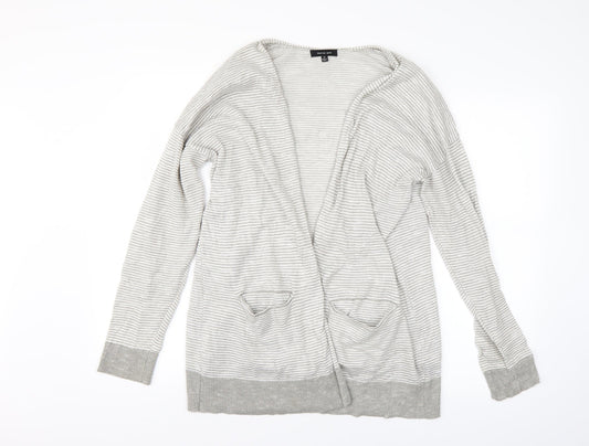 Verve Ami Womens Grey Striped  Cardigan Jumper Size M