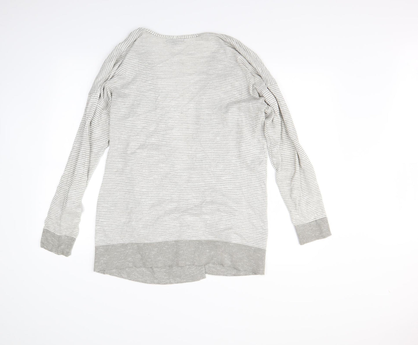 Verve Ami Womens Grey Striped  Cardigan Jumper Size M
