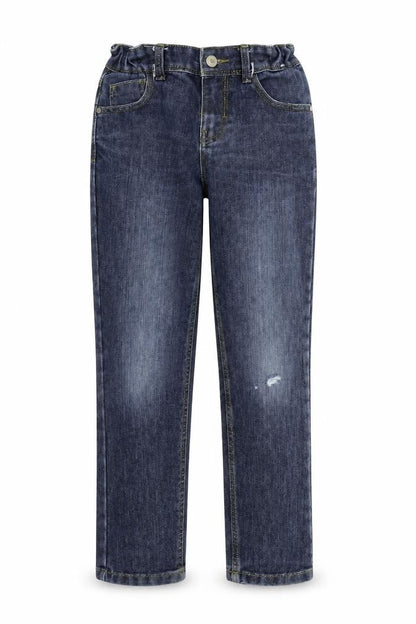 Front view of Denim & Co. girls’ blue straight jeans, size 9-10, years